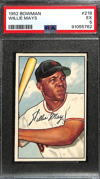 1952 Bowman Willie Mays (2nd Year) #218 Graded PSA 5 VG-EX (Great Visual Appeal!)