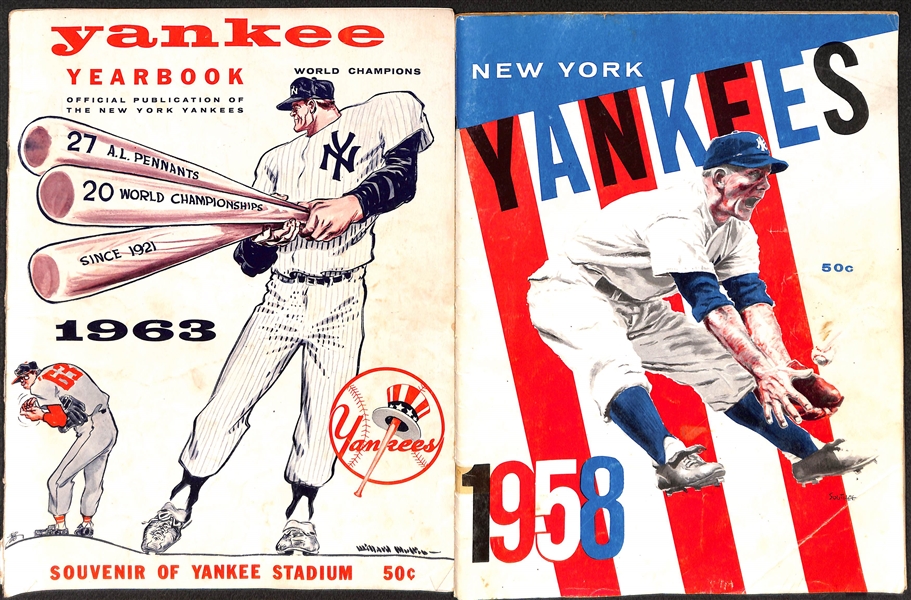 Lot of (13) Yankees & Braves Yearbooks/Programs/Book/More w. 1958 Yankees Yearbook