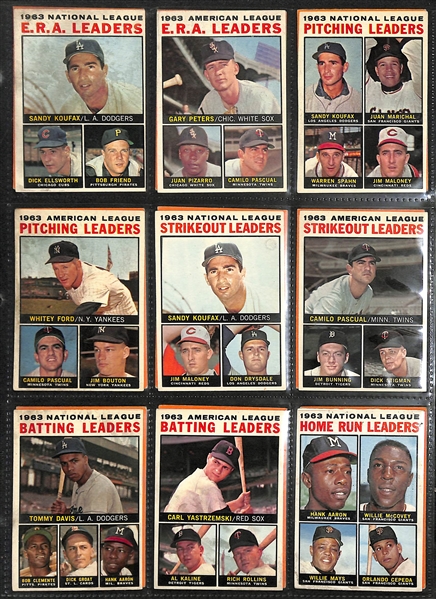 Near Complete 1964 Topps Baseball Set of 586 Cards (Missing 1 Card)