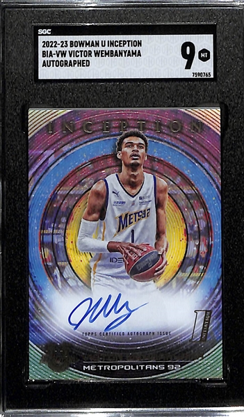 2022-23 Bowman University Inception Victor Wembanyama Rookie Autograph Graded SGC 9
