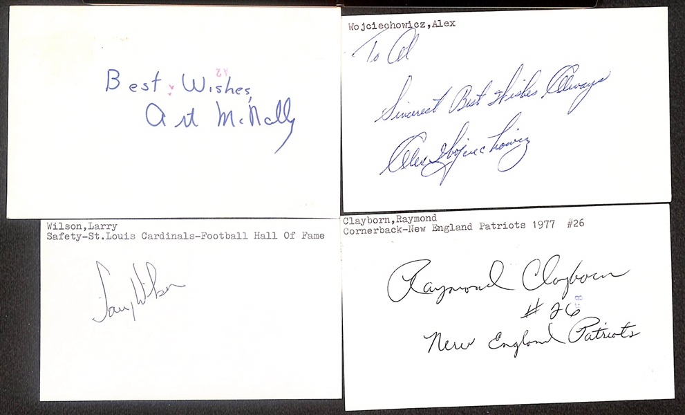 Lot of (120+) Signed Football Index Cards inc. George McAfee, Hugh McElhenny, Art McNally, Alex Wojciechowicz, + (Beckett BAS Reviewed)
