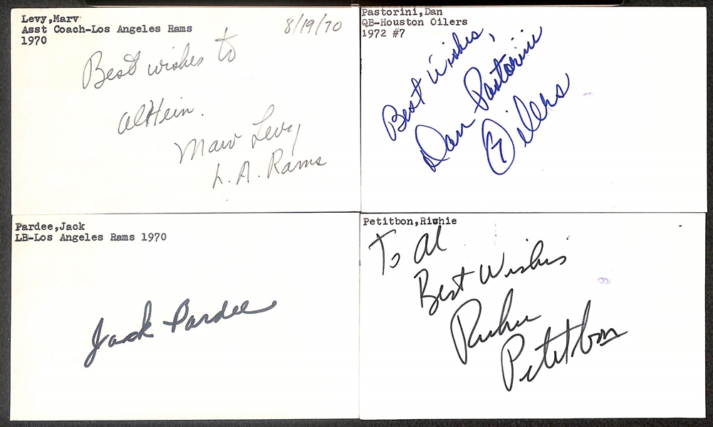 Lot of (120+) Signed Football Index Cards inc. George McAfee, Hugh McElhenny, Art McNally, Alex Wojciechowicz, + (Beckett BAS Reviewed)