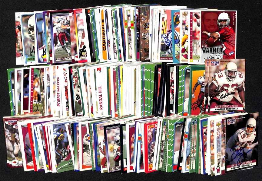 Lot of (250+) Signed Arizona Cardinals Cards inc. Kurt Warner, (2) Chris Chandler, (14) Aeneas Williams, Anquan Boldin, + (Beckett BAS Reviewed)