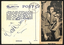 Walt Disney Signed Post Card (Full JSA Letter of Authenticity) - Dated March 8, 1942
