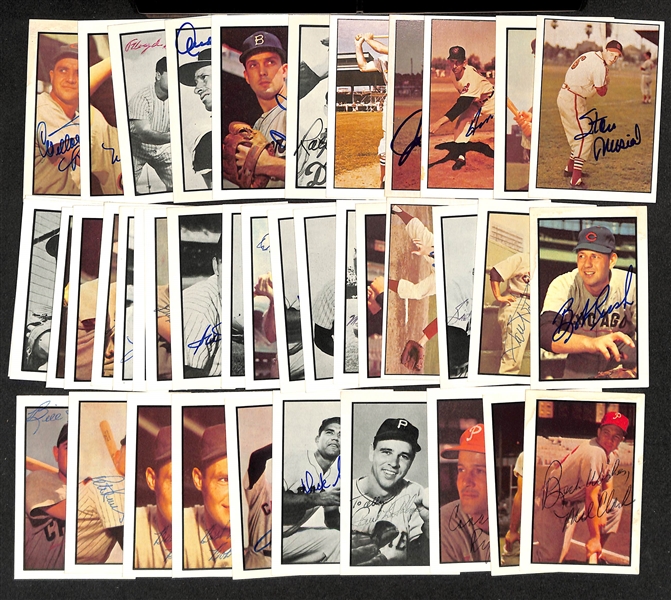 Lot of (40) Signed 1953 Bowman Reprint Cards inc. Stan Musial, Gil McDougald, Don Mossi, Johnny Podres, + (JSA Auction Letter)