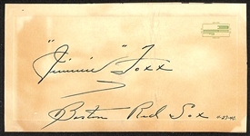 Jimmie Foxx (HOF) Signed Stationary Card (JSA Auction Letter) dated April 27, 1940 - Large Signature w. "Boston Red Sox" Inscription