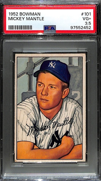 1952 Bowman Mickey Mantle #101 Graded PSA 3.5