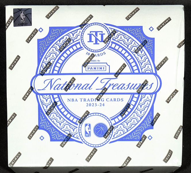 2023-24 Panini National Treasures NBA Basketball Sealed Wax Box (4 autos, 4 relic, & 1 printing plate) w. Wemby chase
