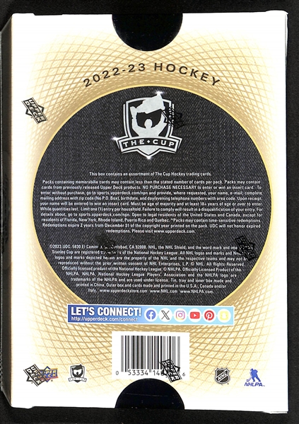 2022/23 Upper Deck The Cup Hockey Hobby Box - Factory Sealed (4 hits per box w. 1 RPA)