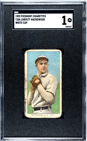  1910-11 T206 Christy Mathewson White Cap - Piedmont Back 150 Subjects - SGC 1