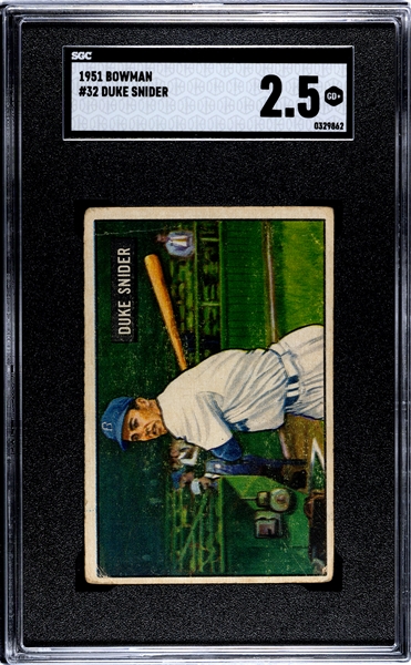 1951 Bowman Duke Snider #32 SGC 2.5 & 1952 Bowman Yogi Berra #1 SGC 1.5