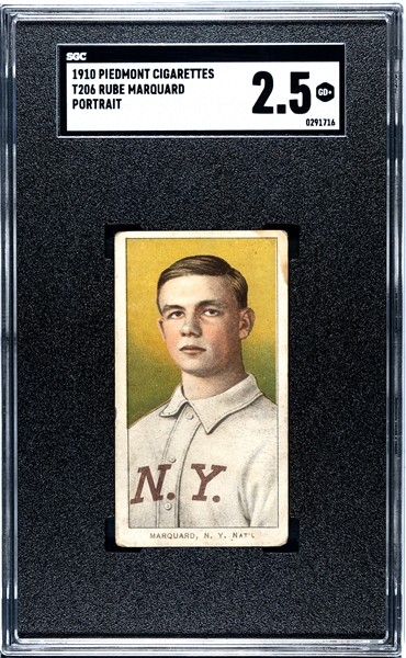  1910-11 T206 Rube Marquard Portrait - Piedmont Back 350 Subjects - SGC 2.5
