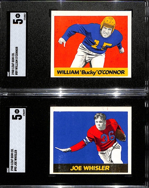 1948 Leaf Football High # SP Lot - Bucky O'Connor #89 (SGC 5) and Joe Whisler #90 (SGC 5)