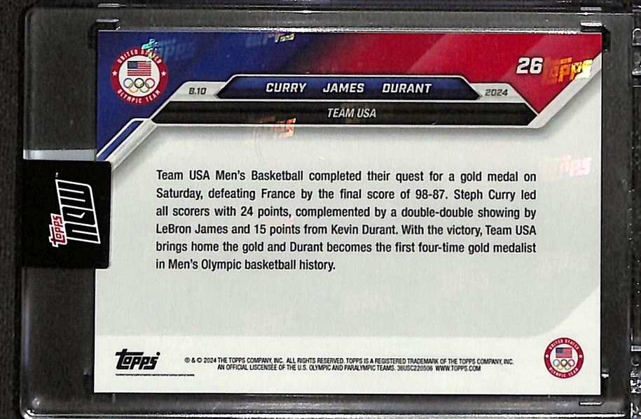 2024 Topps Now Olympic Games Orange #1/5 Steph Curry, Lebron James, Kevin Durant, & (40) Base Card Versions