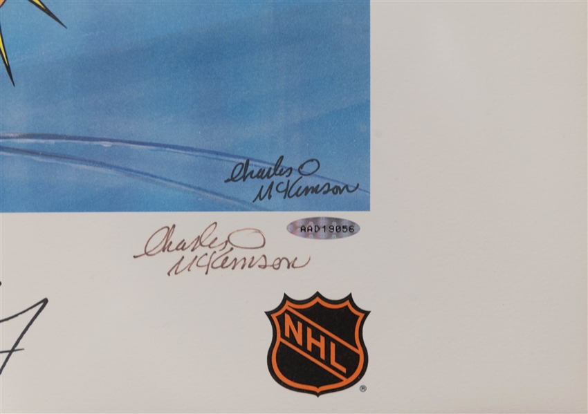 28x24 Framed Upper Deck Wayne Gretzky Looney Tunes Signed Litho Serigraph 203/250 +(JSA Auction Letter)