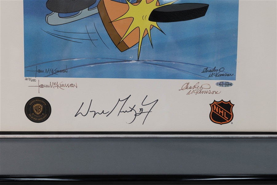 28x24 Framed Upper Deck Wayne Gretzky Looney Tunes Signed Litho Serigraph 203/250 +(JSA Auction Letter)