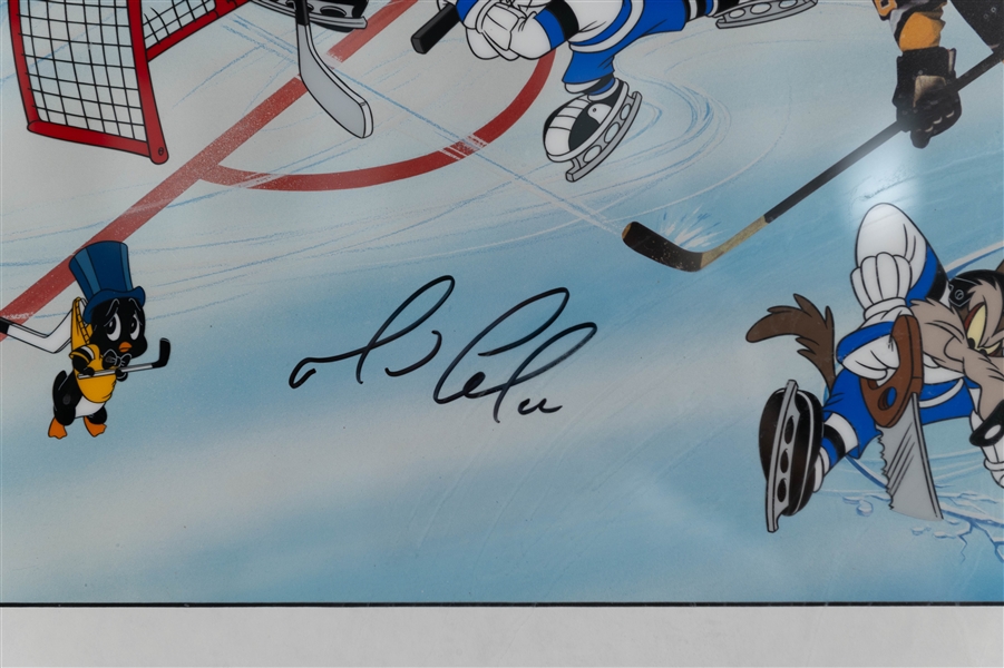 Framed Goal, Lemieux! Mario Lemieux Looney Tunes Signed Picture 285/350 +(JSA Auction Letter)