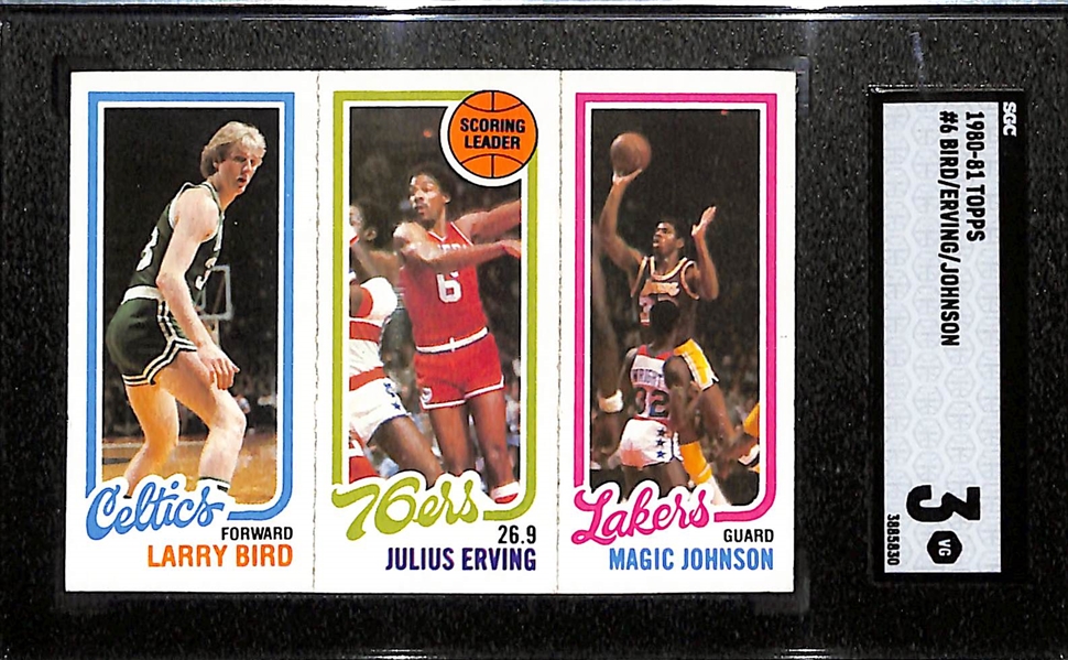  1980/81 Topps #6 Bird/Erving/Johnson SGC 3 - Bird RC
