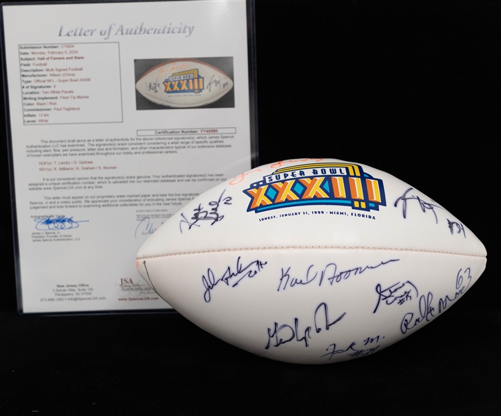 Super Bowl XXXIII Signed Football w. HOFers Tom Landry, Gene Upshaw -  JSA LOA