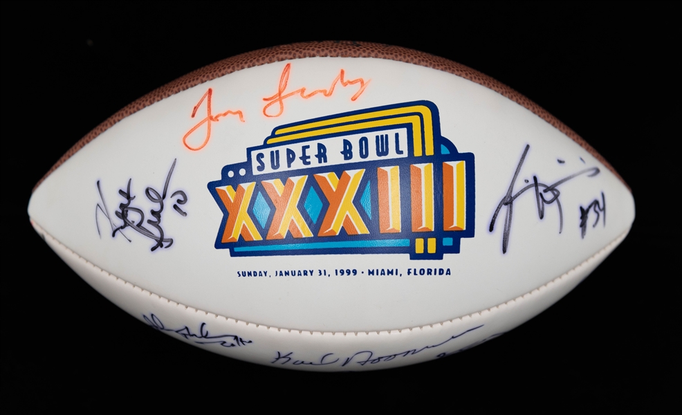 Super Bowl XXXIII Signed Football w. HOFers Tom Landry, Gene Upshaw -  JSA LOA
