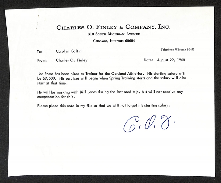 Charlie Finley (KC/Oakland A's Owner) Signed Letter & Willie Stargell Signed Perez-Steele Great Moments Oversized Card (JSA Auction Letter)