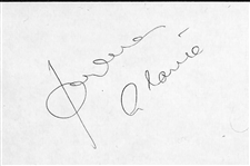 HOFer Jacques Plante Signed 3"x5" Index Card - JSA Auction Letter