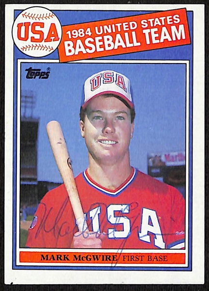 Lot of (3) Mark McGwire Signed 1985 Topps Rookie Cards #401 - Early Signatures - JSA Auction Letter