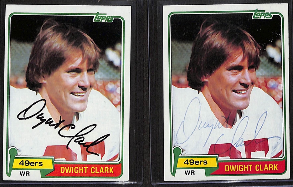 Lot of (2) Dwight Clark Signed 1981 Topps Rookie Cards #422 - JSA Auction Letter