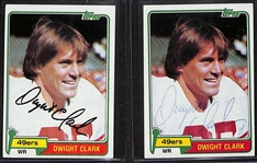 Lot of (2) Dwight Clark Signed 1981 Topps Rookie Cards #422 - JSA Auction Letter