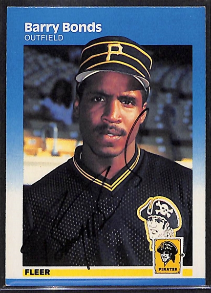 Barry Bonds Signed 1987 Fleer Rookie Card - Early Signature - JSA Auction Letter