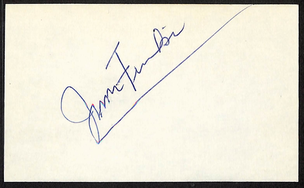 Jim Finks Signed Index Card - JSA Auction Letter