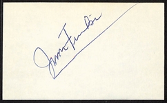 Jim Finks Signed Index Card - JSA Auction Letter