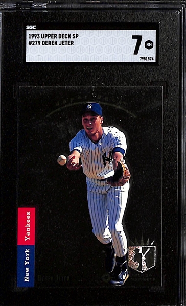 Lot of (3) SGC Graded 1993 Upper Deck SP Derek Jeter Rookie Cards- SGC 7, (2) SGC 6