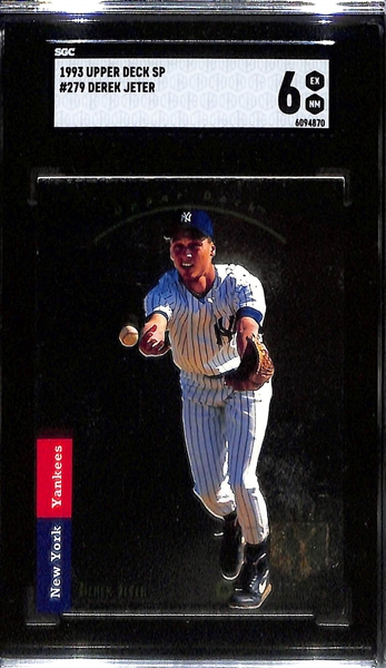 Lot of (3) SGC Graded 1993 Upper Deck SP Derek Jeter Rookie Cards- SGC 7, (2) SGC 6
