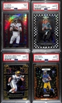 Lot of (4) PSA Graded Football Cards inc. 2021 Prizm Tom Brady Stained Glass Insert Card (PSA 9)