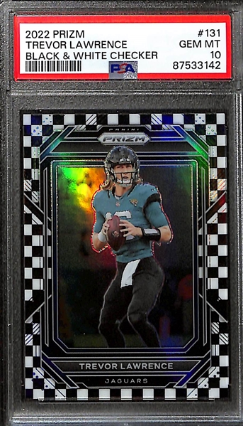 Lot of (4) PSA Graded Football Cards inc. 2021 Prizm Tom Brady Stained Glass Insert Card (PSA 9)