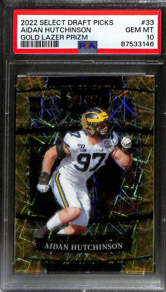 Lot of (4) PSA Graded Football Cards inc. 2021 Prizm Tom Brady Stained Glass Insert Card (PSA 9)