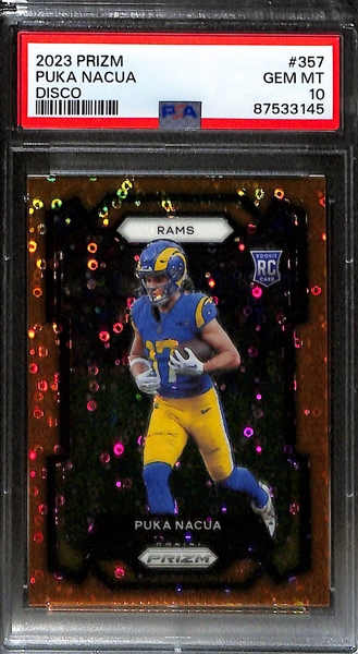 Lot of (4) PSA Graded Football Cards inc. 2021 Prizm Tom Brady Stained Glass Insert Card (PSA 9)