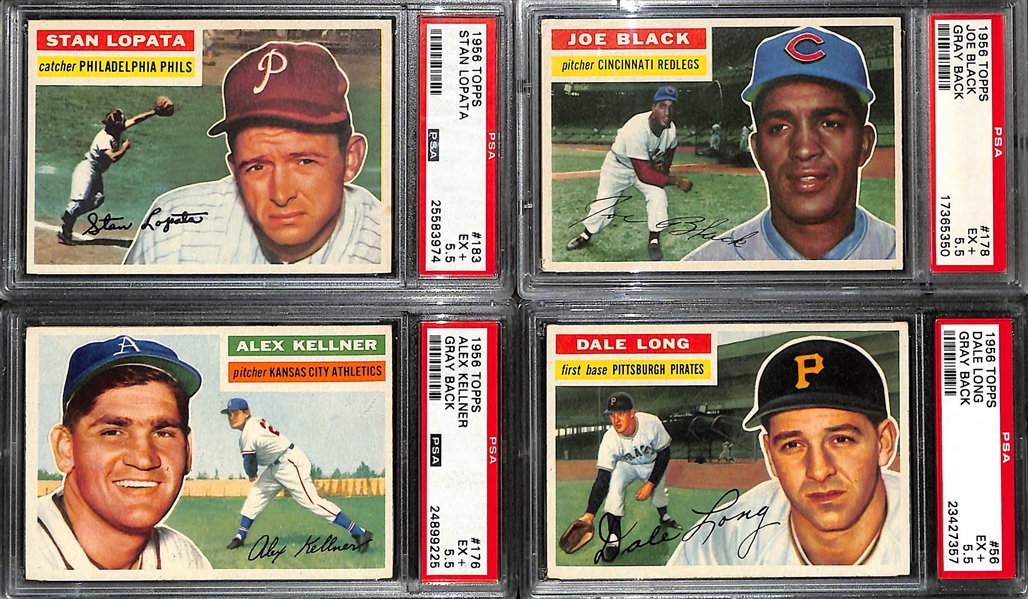 (22) Different Graded 1956 Topps Cards inc. Diering (PSA 7), Marsh (PSA 7), Burbrink (PSA 7), Moon (PSA 6.5), Rivera (PSA 6.5), Score (PSA 6.5), Virdon (PSA 6.5), H. Smith (PSA 6.5), +