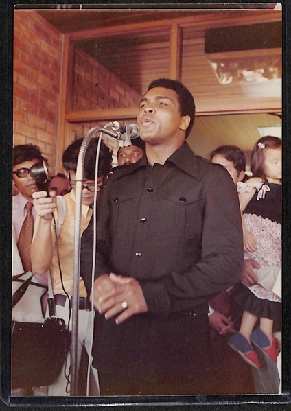 Muhammed Ali Signed 4x 6 Photograph Signed on Back w. Original Long Inscription, Drawing, and Date by Ali (JSA Auction Letter)