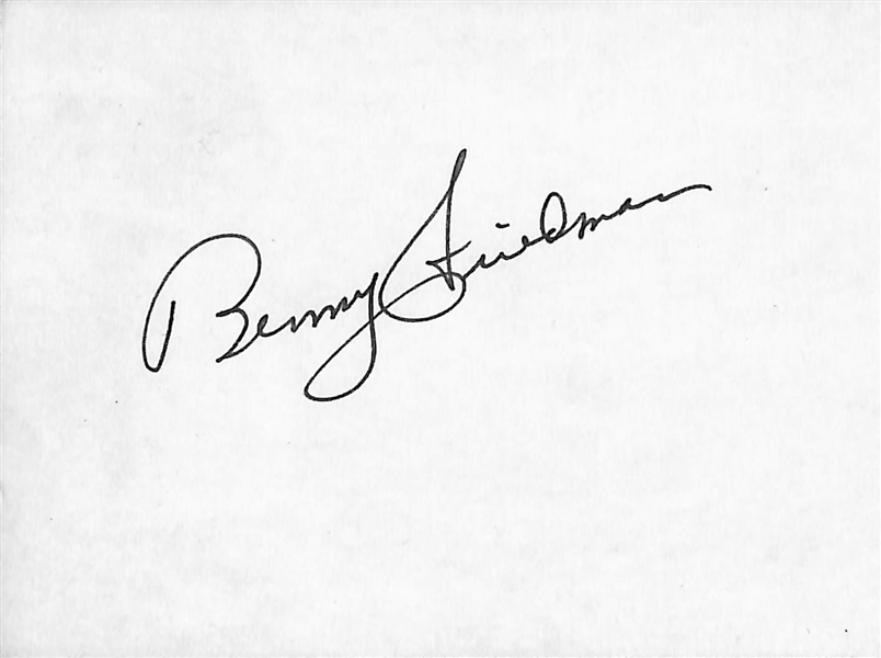NFL Legend Benny Friedman Signed Index Card - JSA Auction Letter