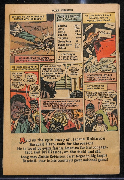 Rare 1949 Jackie Robinson Baseball Hero Comic Book #1 by Fawcet Comics (Tap on Front Cover, Missing Back Cover) - Presents Nice!