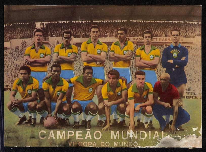 Very Rare - 1958 Pele Rookie Year World Cup Card & Team Card (A Gazeta Esportiva Campeao Mundial Album) - All 24 Subjects & the Team Card with Pele