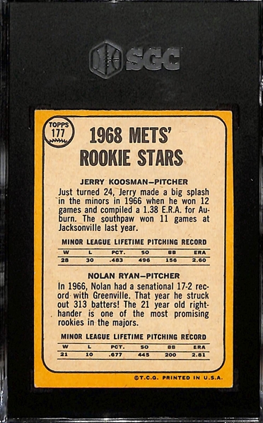 1968 Topps Nolan Ryan & Jerry Koosman Rookie Card #177 Graded SGC 4