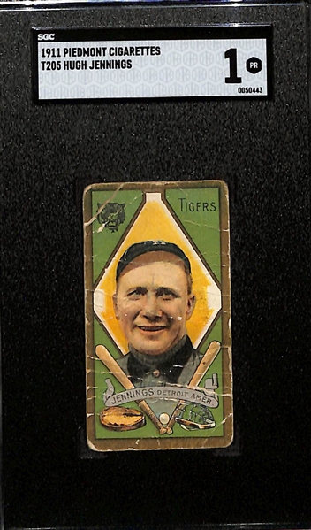 1911 T205 Hugh Jennings (HOF) - Piedmont Cigarettes Graded SGC 1