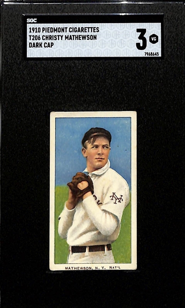 1910 T206 Christy Mathewson (Dark Cap) Piedmont Cigarettes Back - Graded SGC 3