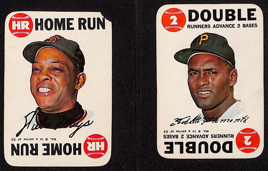 1968 Topps Baseball Game Partial Set (27 of 33) Cards with Mantle, Mays, Clemente, Aaron, Rose, +