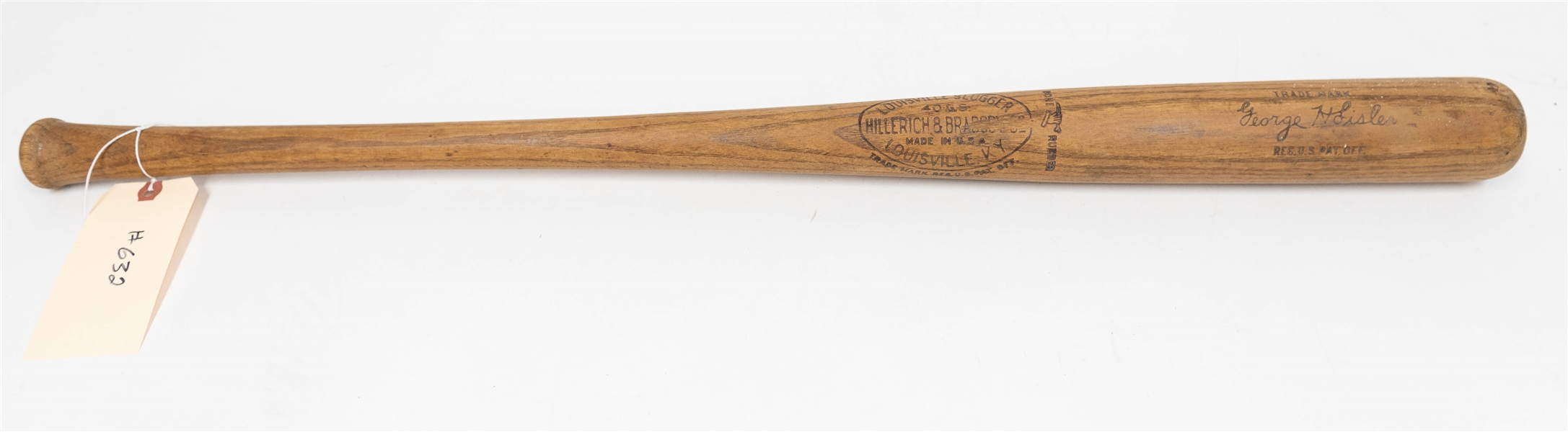 Vintage 1930s Hillerich & Bradsby Co. Bone Rubbed George H Sisler Model 35 Wooden Baseball Bat