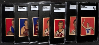 (7) Graded 1948 Bowman Basketball Cards - Gale Bishop Rookie #3 (SGC 7), Ernie Calverley Rookie #1 (SGC 2), Don Putman #28 (SGC 6.5), Ralph Hamilton #2 (SGC 7 and SGC 6), Sidney Hertzberg #16 (SGC...