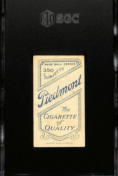 1910 T206 Walter Johnson (Hands at Chest) Piedmont Cigarettes Back - Graded SGC 2.5